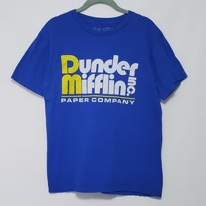 The Office Dunder Mifflin Inc blue t-shirt MEDIUM Michael Scott Dwight Schrute